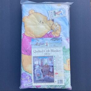 Winnie The Pooh Crib Blanket Red Calliope Quilted USA 35” x 44” Percale NIP NOS